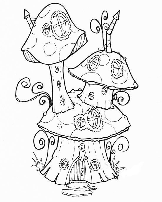 dibujos de casa de hadas para imprimir y colorear