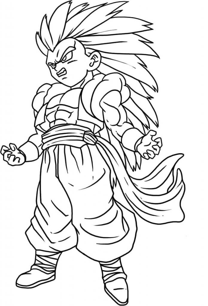 dibujo de goku chibi ssj3 para pintar