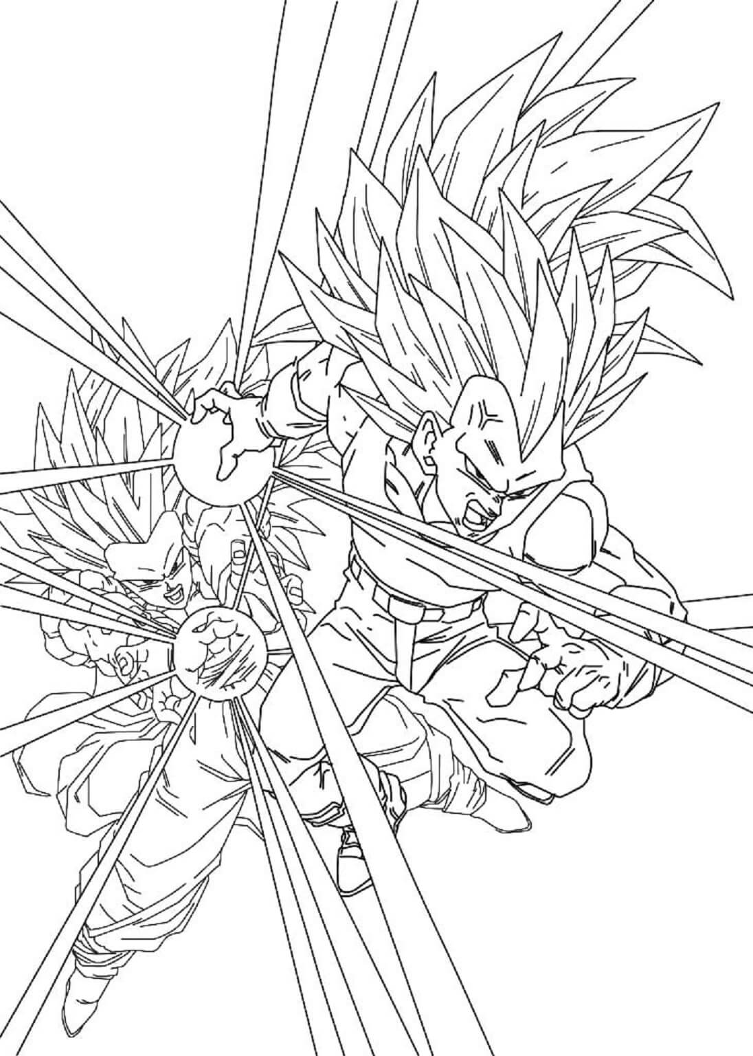 dibujo vegeta y son goku super saiyajin 3 para colorear