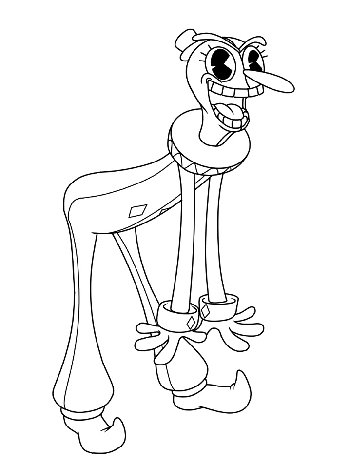 dibujos beppi el payaso de cuphead para colorear