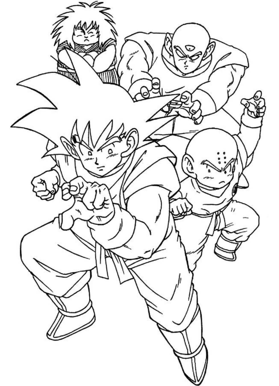 dibujos de goku y amigos para colorear y imprimir