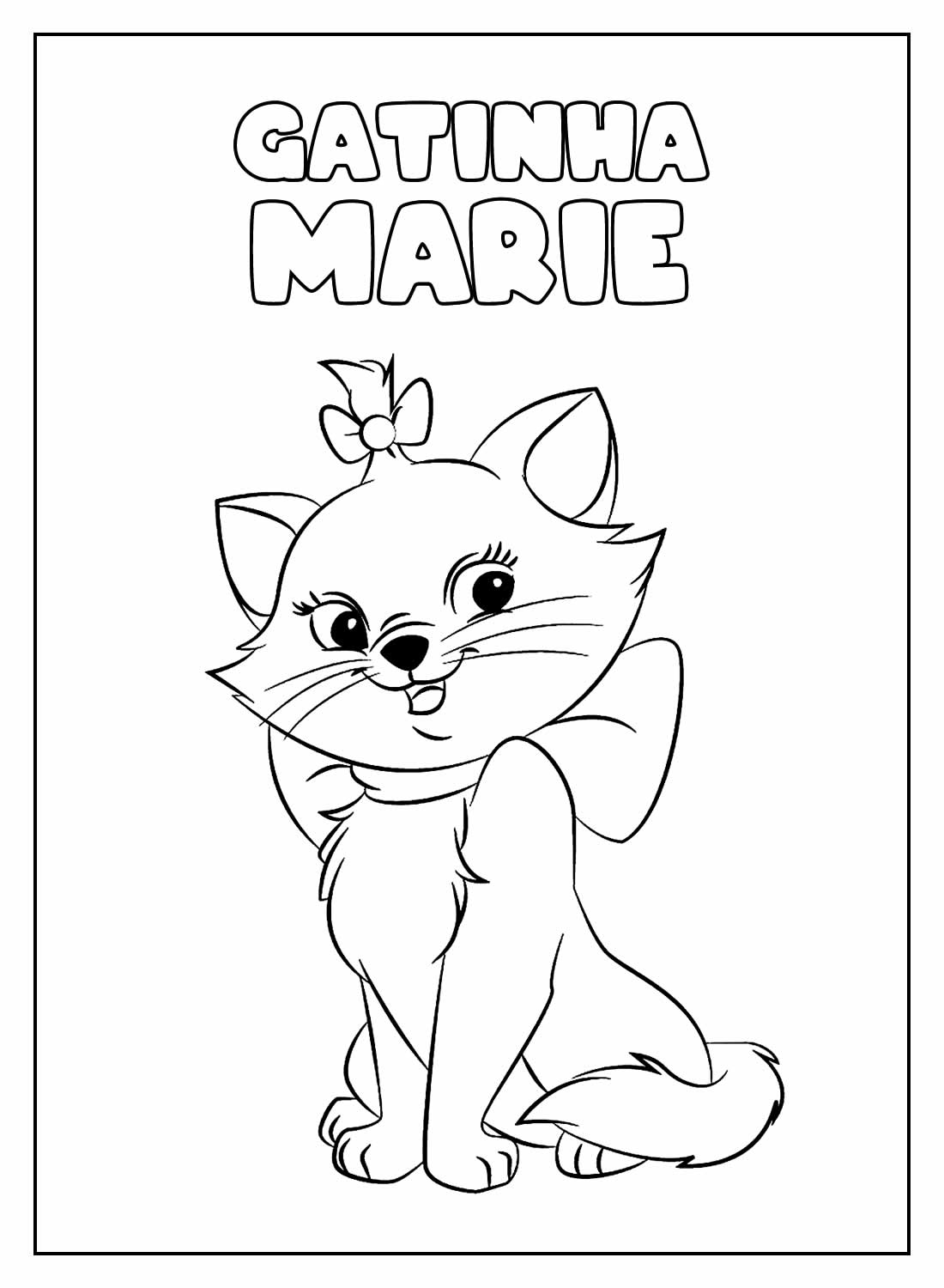 Imprima a linda gata Marie para colorir para colorir