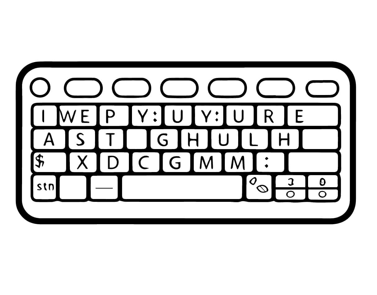 desenho de teclado pequeno para imprimir e colorir
