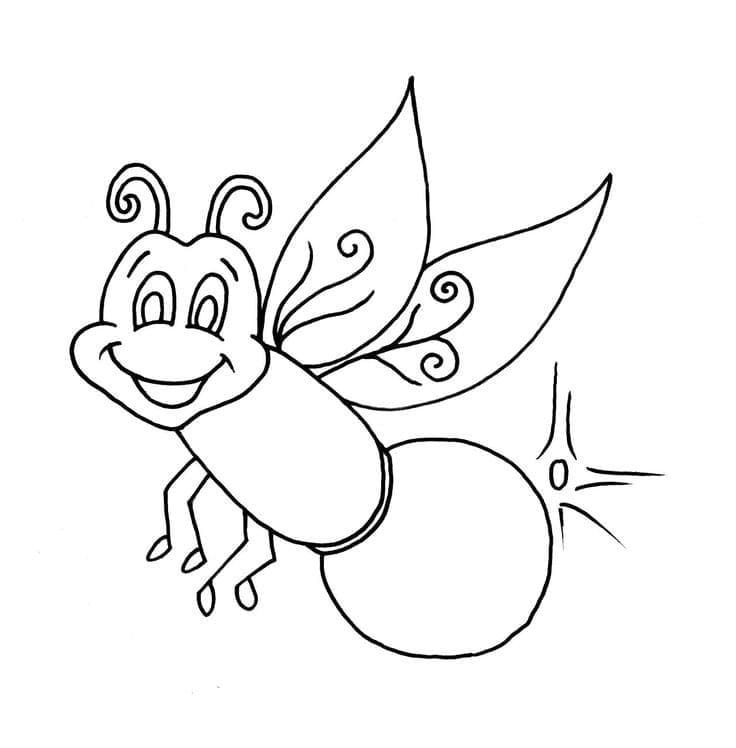 desenho de um vagalume sorridente para colorir