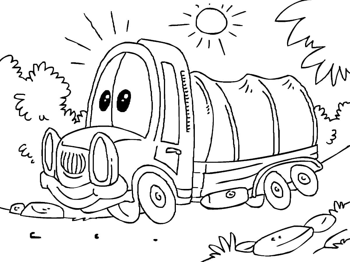 desenhos de caminhão coberto para colorir