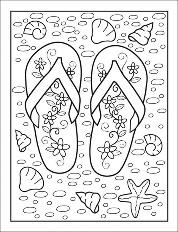 desenho de chinelos para crianças de 4 anos para colorir