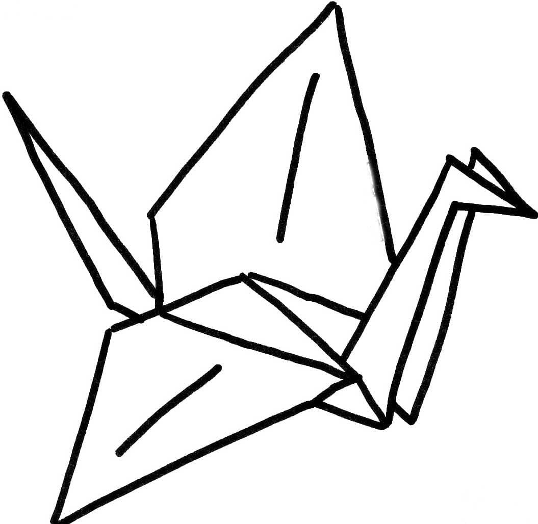 desenho de guindaste de origami para colorir