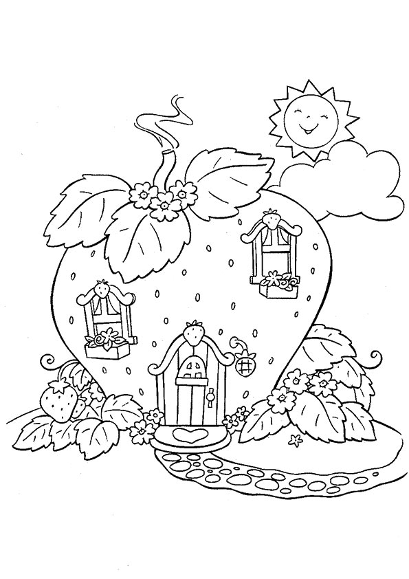 desenho de casa de morango para pintar e imprimir