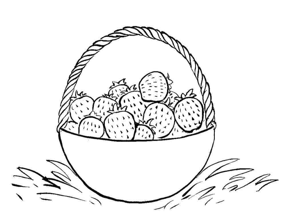 desenho de cesta de morangos para colorir