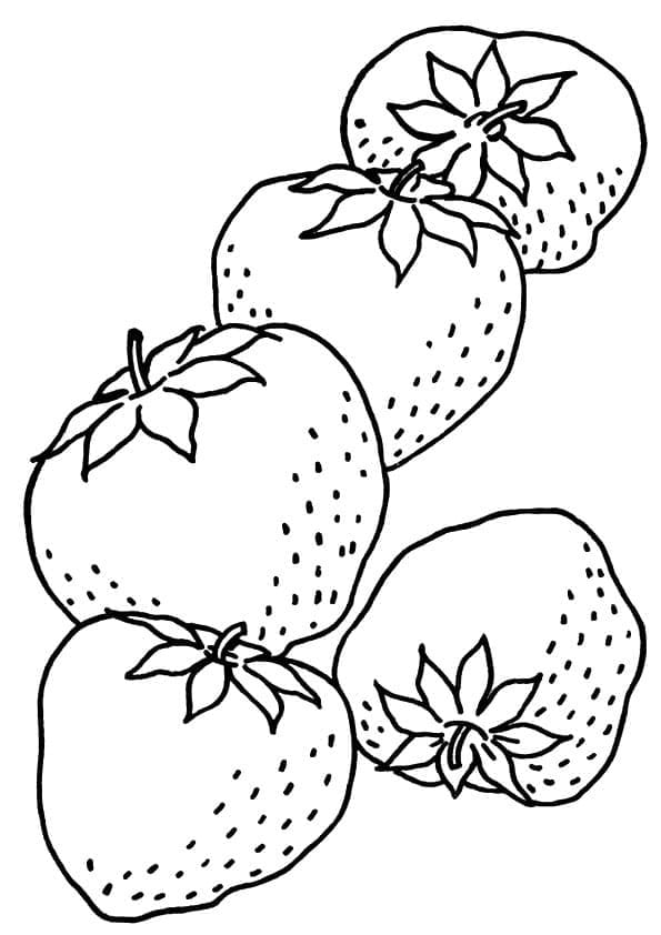 desenho de cinco morangos para colorir