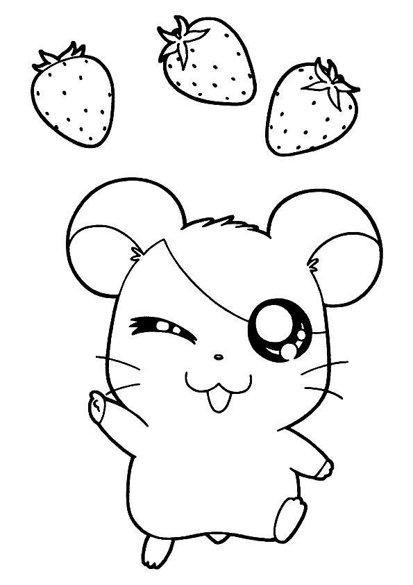 desenho de hamtaro e morangos para imprimir e colorir