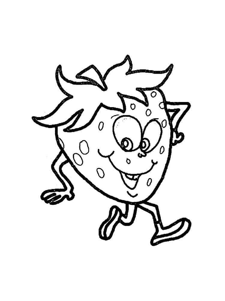 desenho de morango engraçado para colorir