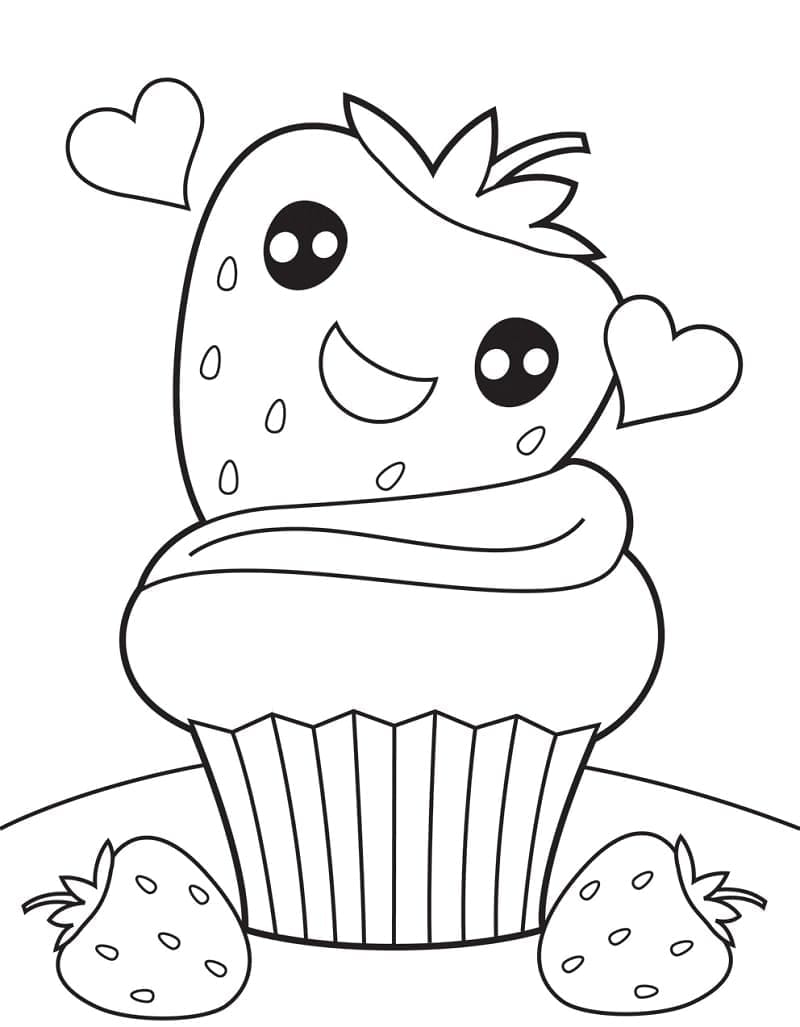 desenho de morango kawaii para colorir 2