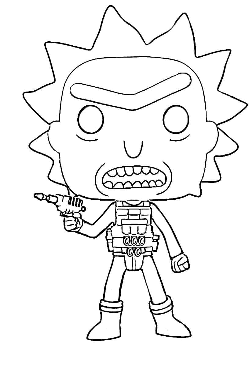 desenho de rick funko pop para colorir