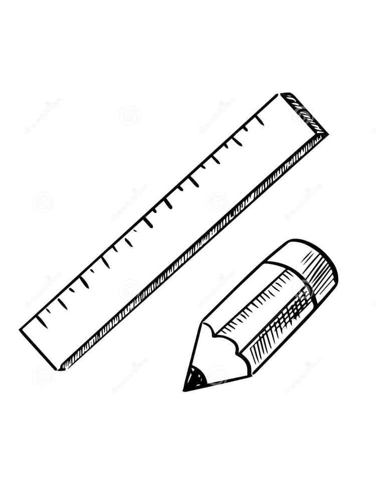 desenho de régua e lápis para colorir