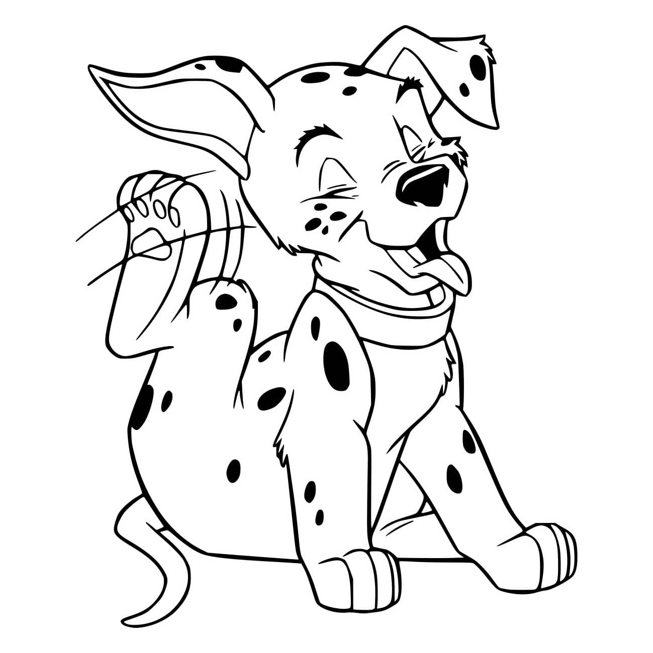 Desenho de Dálmata Arranhando para Colorir