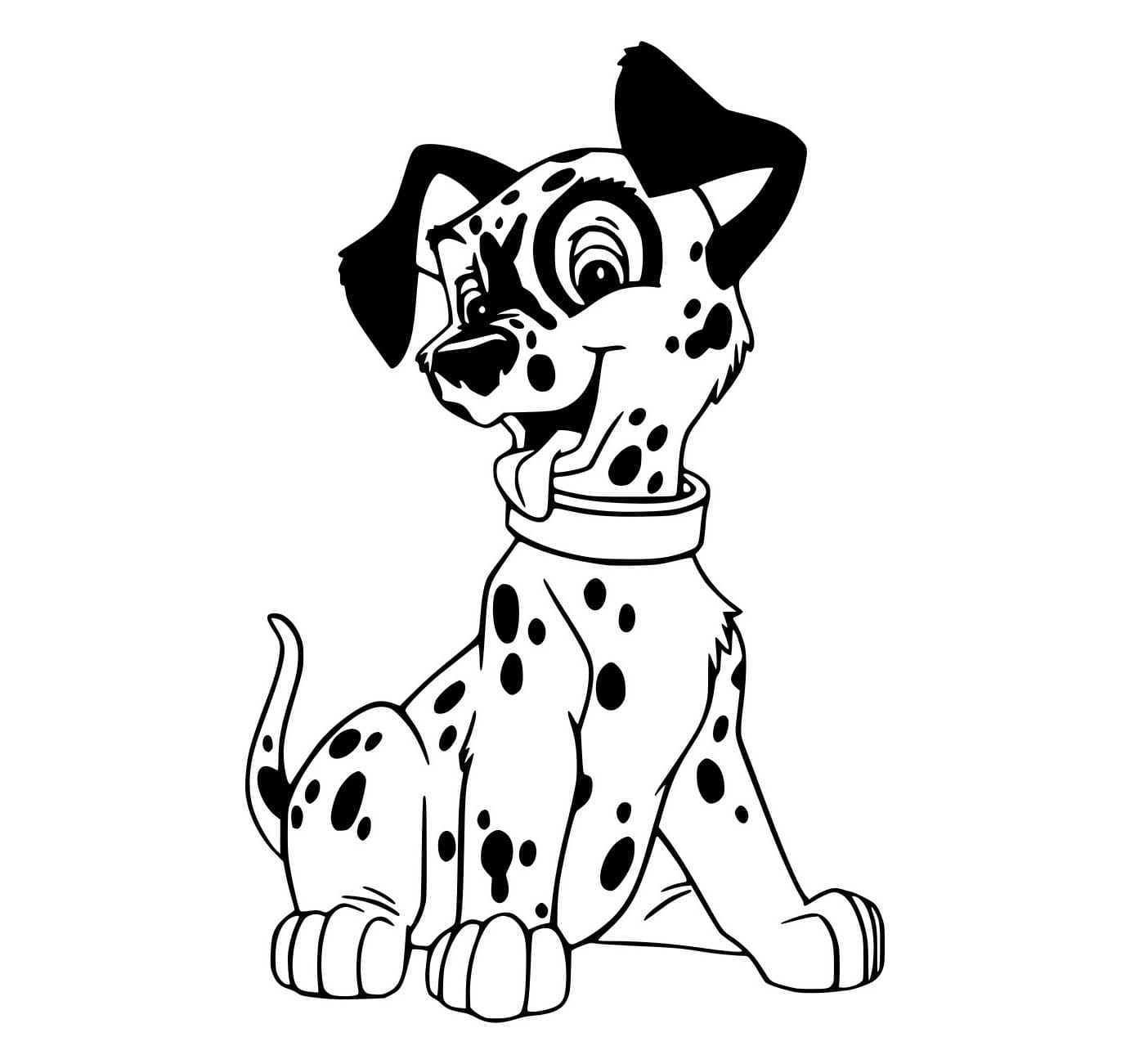 Desenho de Dálmata com Coleira para Colorir