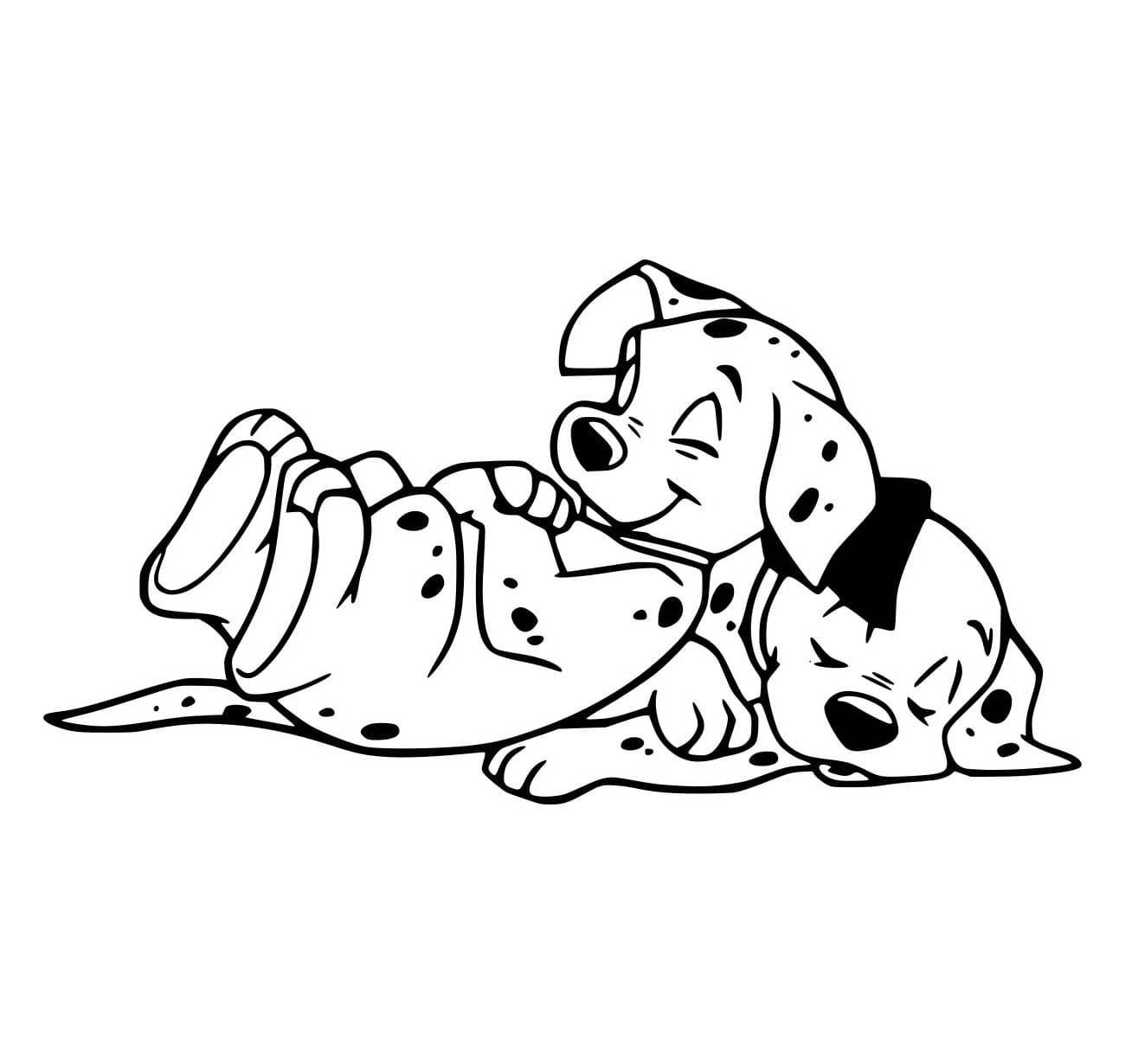 Desenho de Dois Filhotes de Dálmata para Colorir