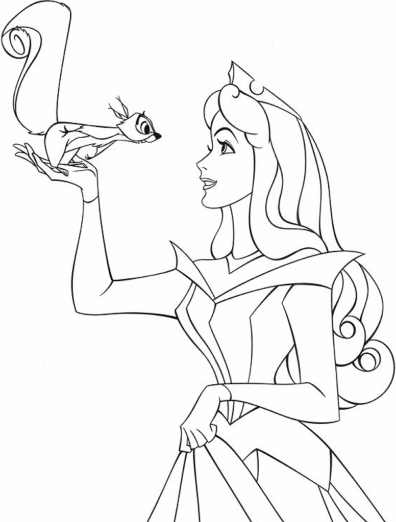 Desenho Aurora e Esquilo para Colorir Grátis