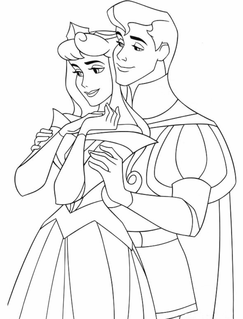 Desenho para Colorir de Aurora e Phillip