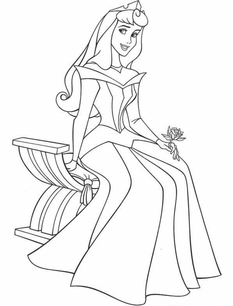 Desenho Princesa Aurora Feliz para Colorir