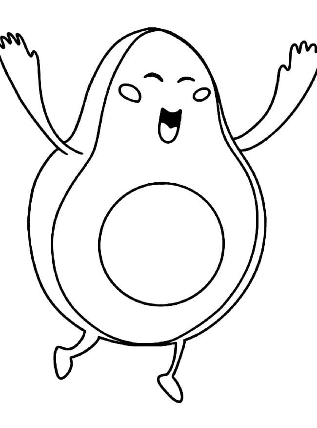 Desenho de Abacate Feliz para Colorir