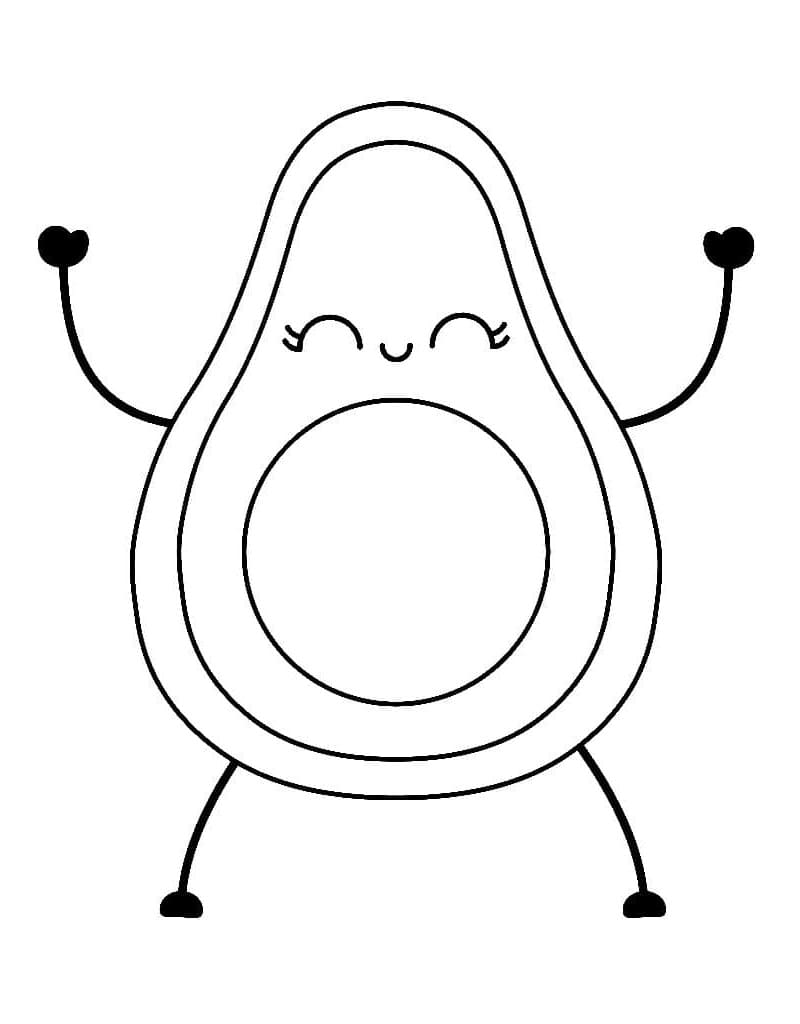 Desenho de Abacate Fofo Grátis para Colorir