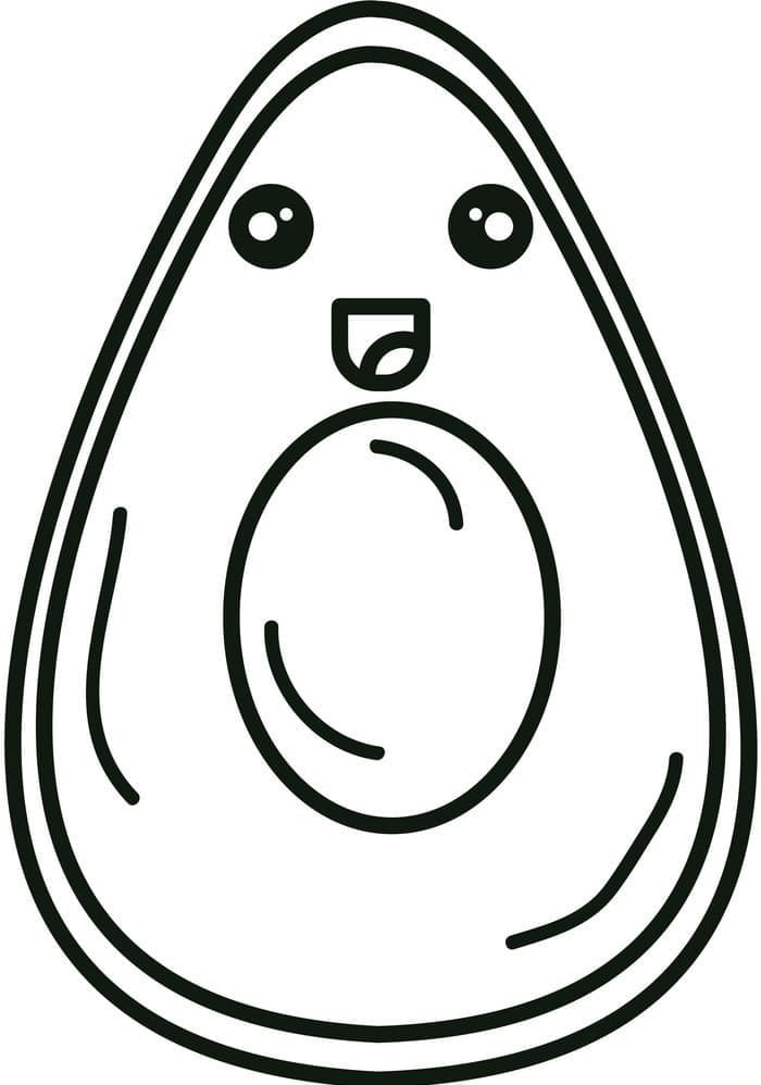 Desenho de Abacate Fofo Grátis para Crianças para Colorir