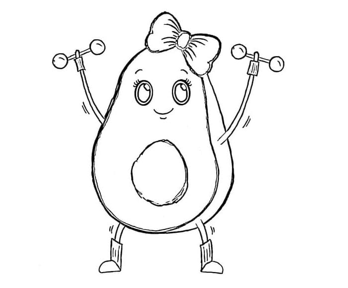 Desenho de Abacate Fofo para Crianças para Colorir