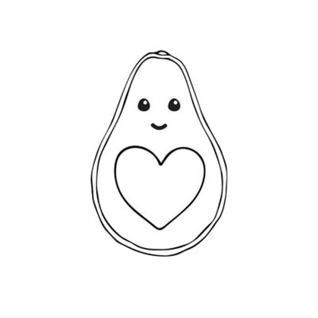 Desenho de Abacate Sorrindo para Colorir