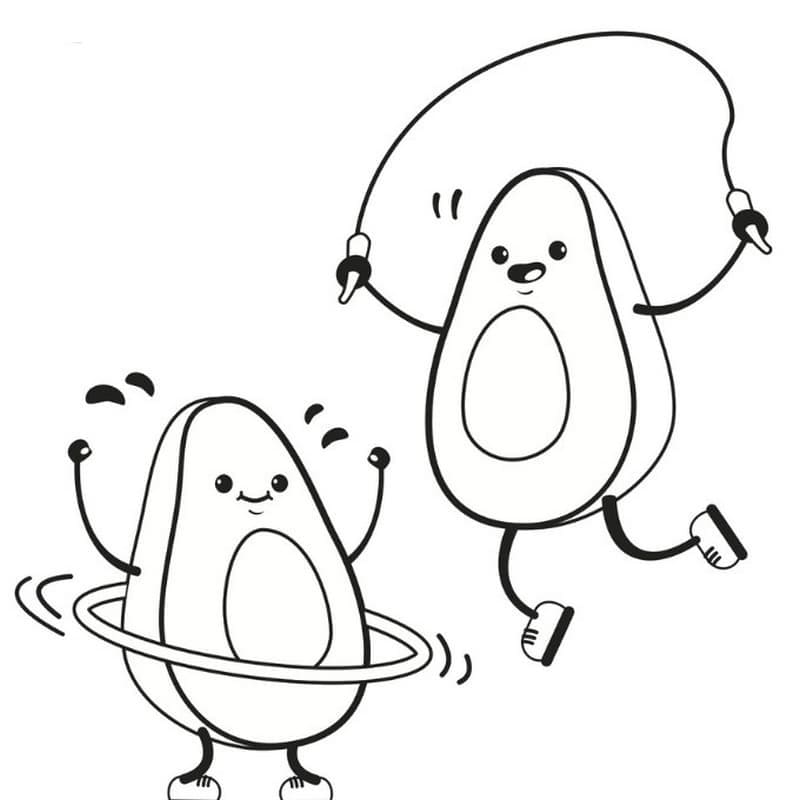 Desenho de Abacates de Desenhos Animados para Colorir