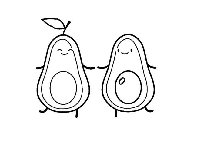 Desenho de Abacates Fofos para Colorir