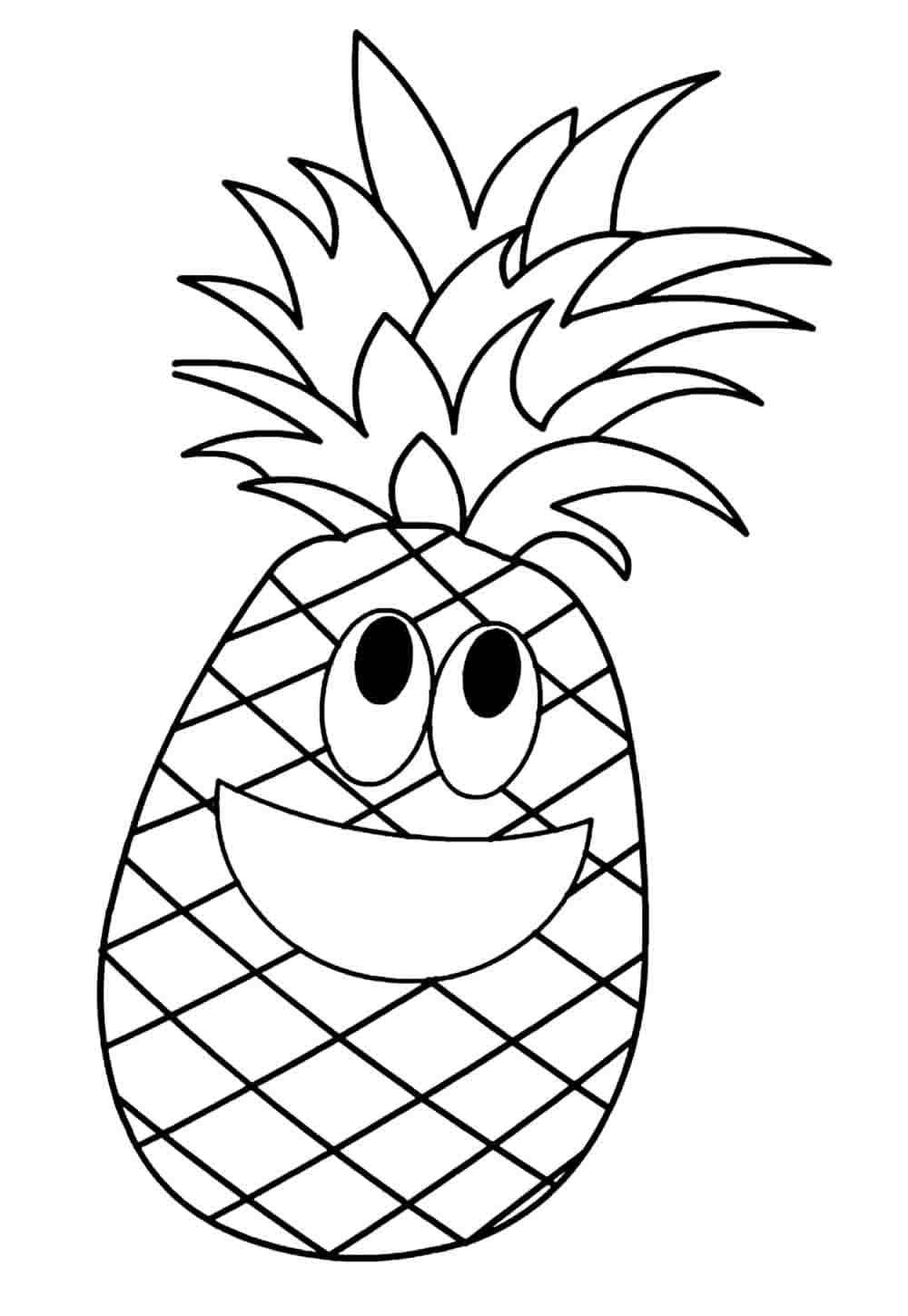 Desenho de Abacaxi Animado para Colorir