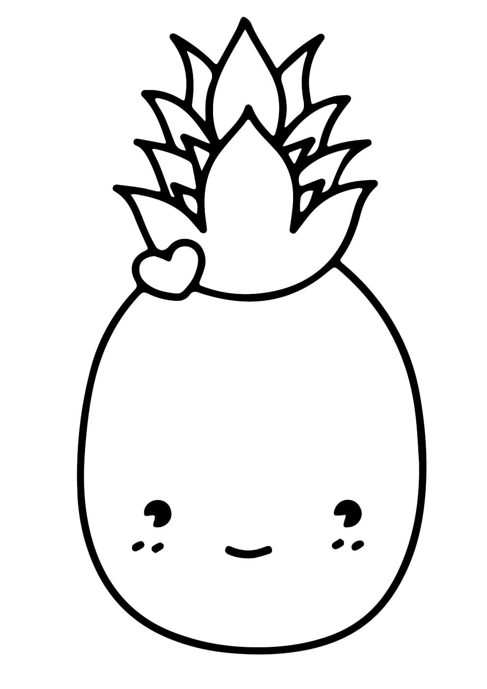 Desenho de Abacaxi Muito Fofo para Colorir