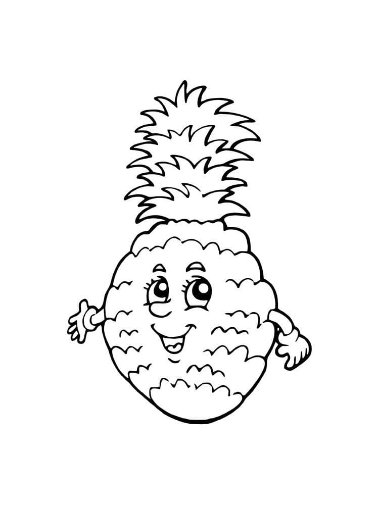 Desenho de um Abacaxi Animado para Colorir