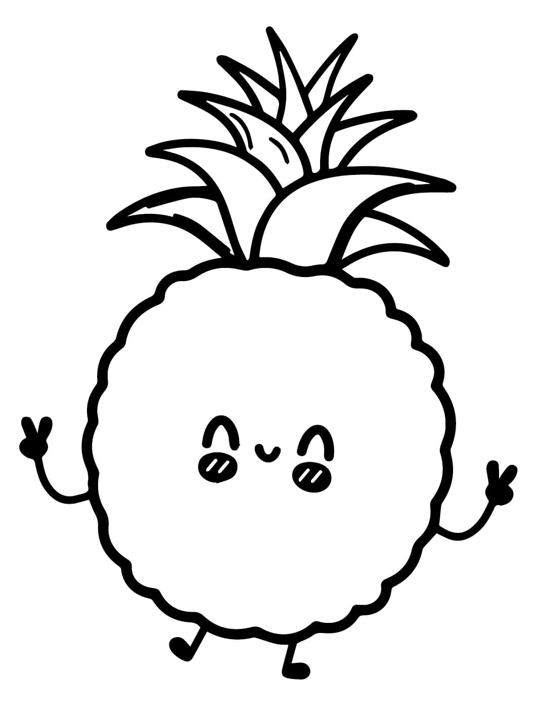 Desenho de um Abacaxi Fofo para Colorir