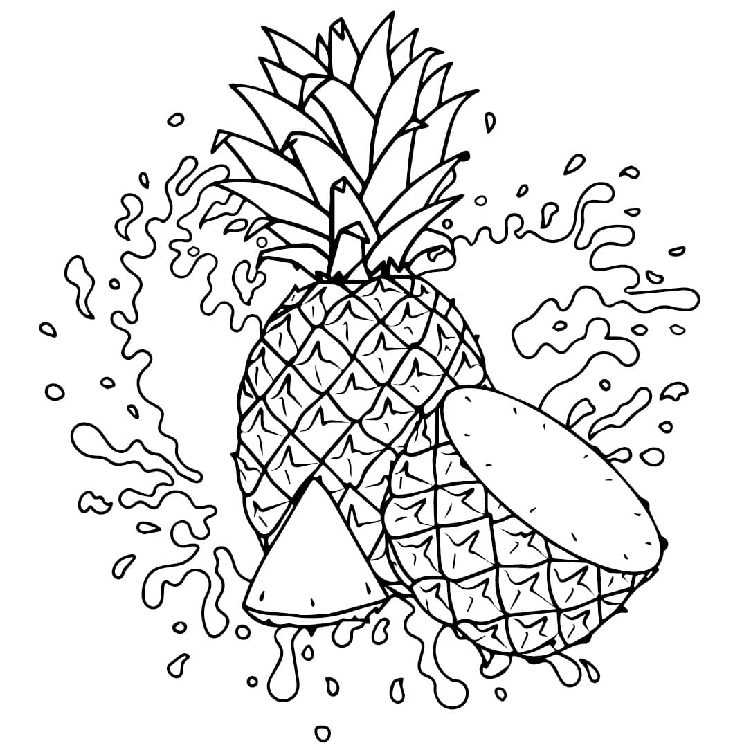 Desenho de um Abacaxi Suculento para Colorir