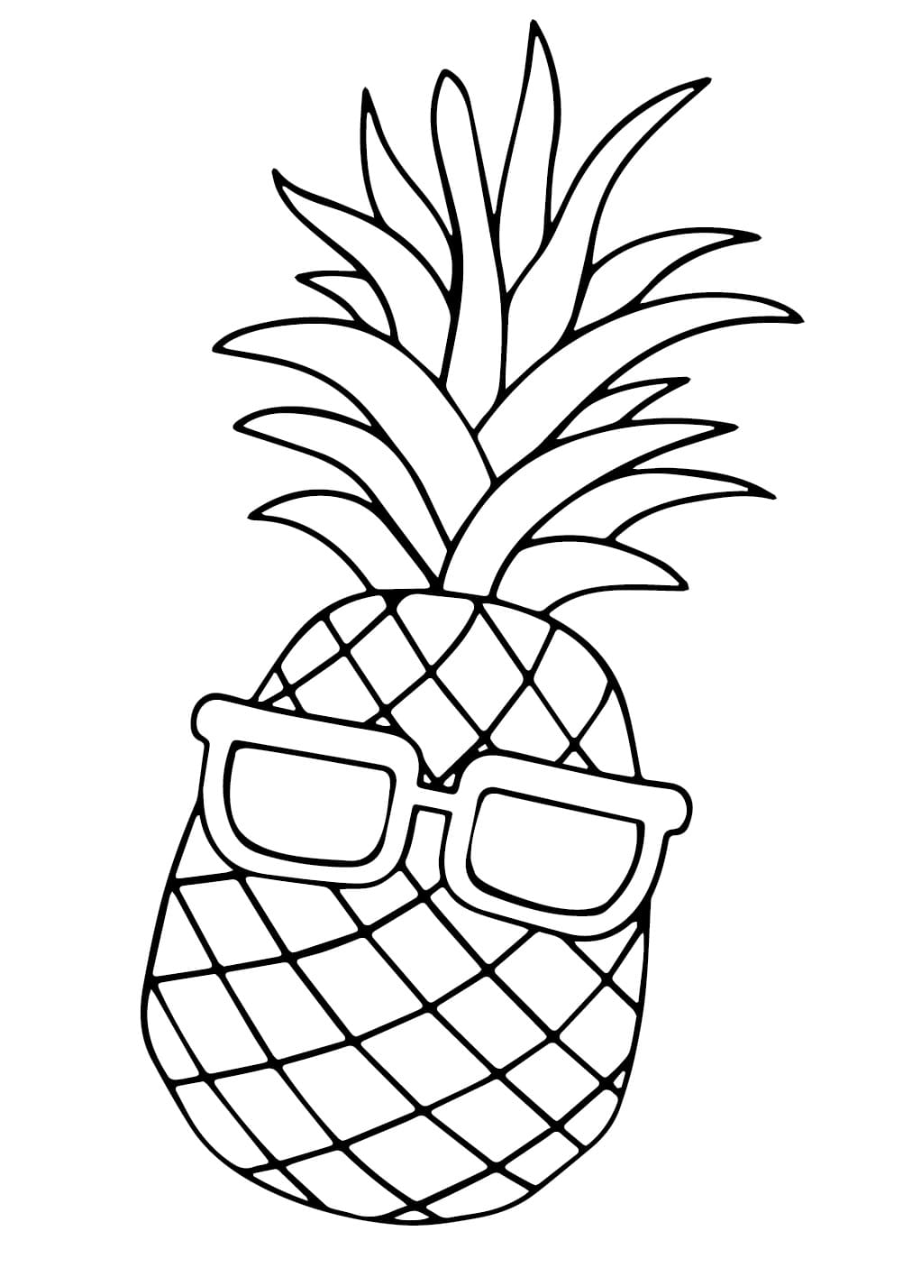 Desenho de um Abacaxi com Óculos de Sol para Colorir