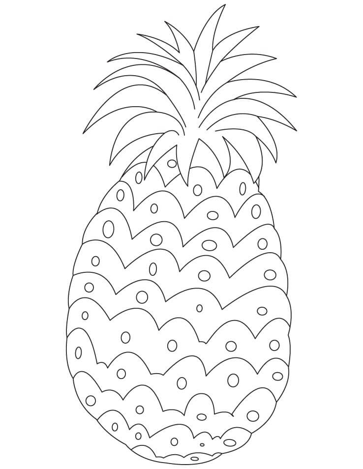 Desenho Básico de Fruta Abacaxi para Atividades Escolares para Colorir