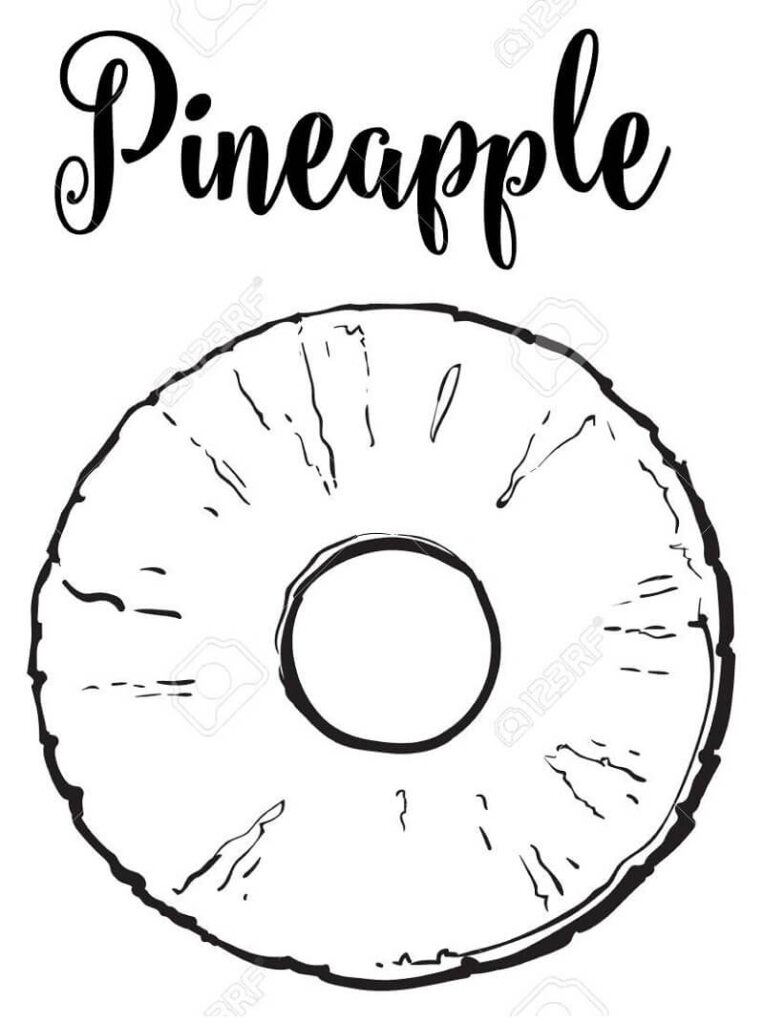 Desenho Fatiá Saborosa de Fruta Abacaxi para Colorir