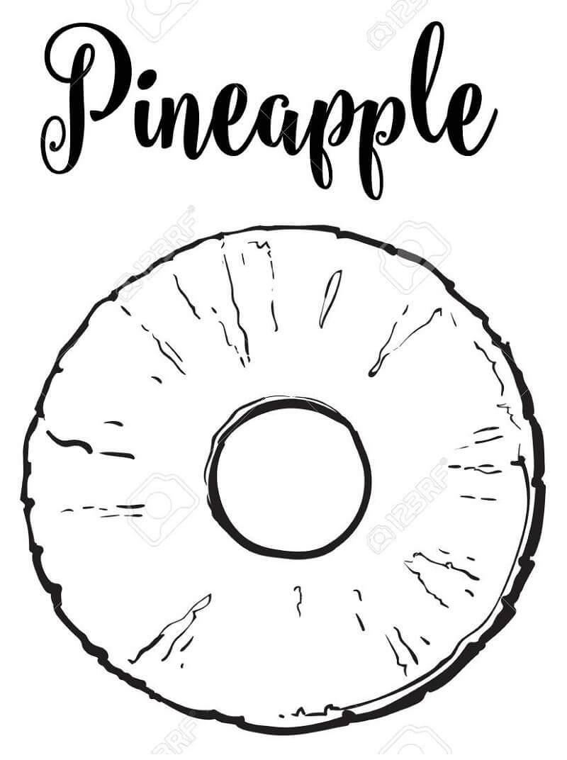 Desenho Fatiá Saborosa de Fruta Abacaxi para Colorir