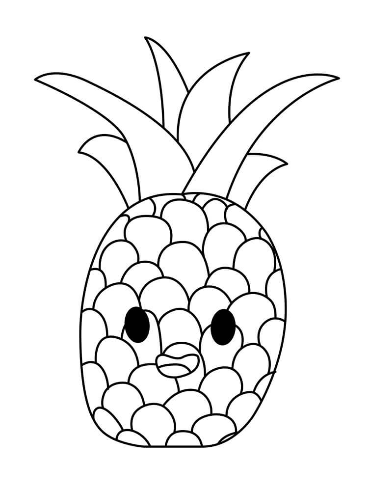 Desenho Pdf Abacaxi Engraçado para Colorir