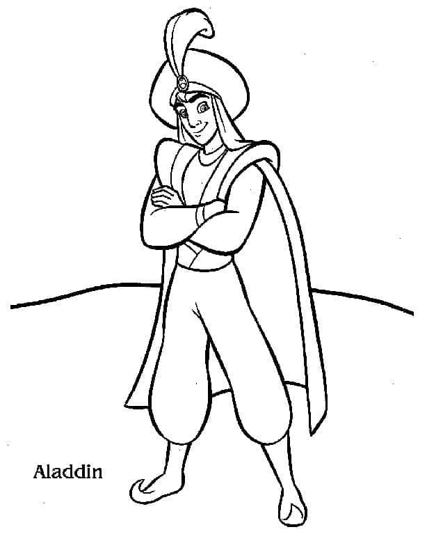 Desenhos de Aladdin Sorridente para Colorir