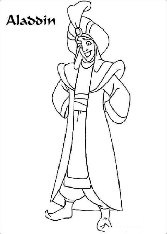 Desenho de Aladdin Disney para Colorir em Pdf