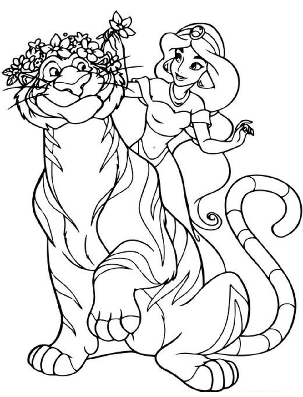 Desenho de Rajah e Jasmine para Colorir
