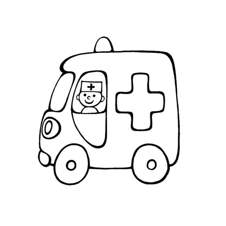 Desenho de Ambulância para Colorir Usando Giz de Cera