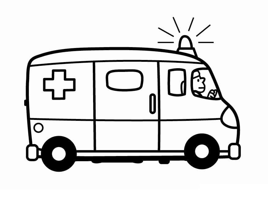Desenho de Ambulância Resgate Urbano para Colorir em Pdf