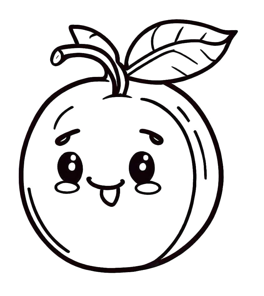 Desenho de Ameixa Kawaii para Colorir