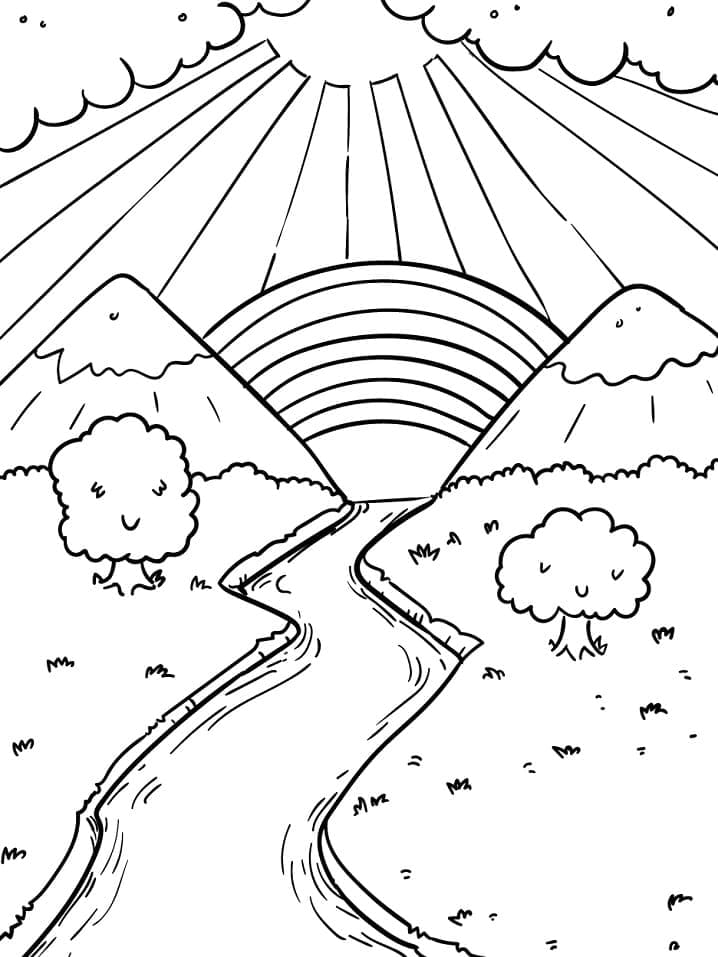 Desenho de Arco Íris para Crianças de 5 Anos para Colorir