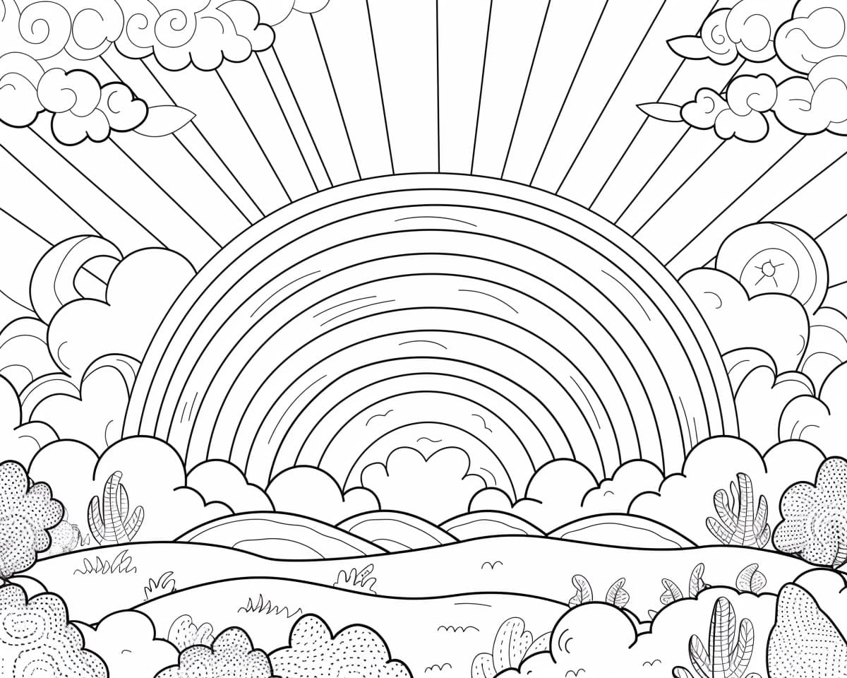 Desenho de Grátis Arco Íris para Crianças para Colorir